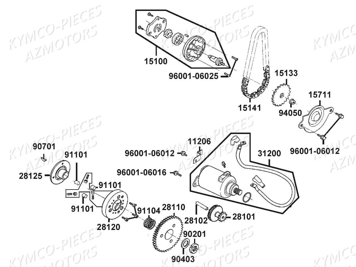 Demarreur Pompe A Huile KYMCO Pièces AGILITY CARRY 125I CBS E4 (KN25MB)