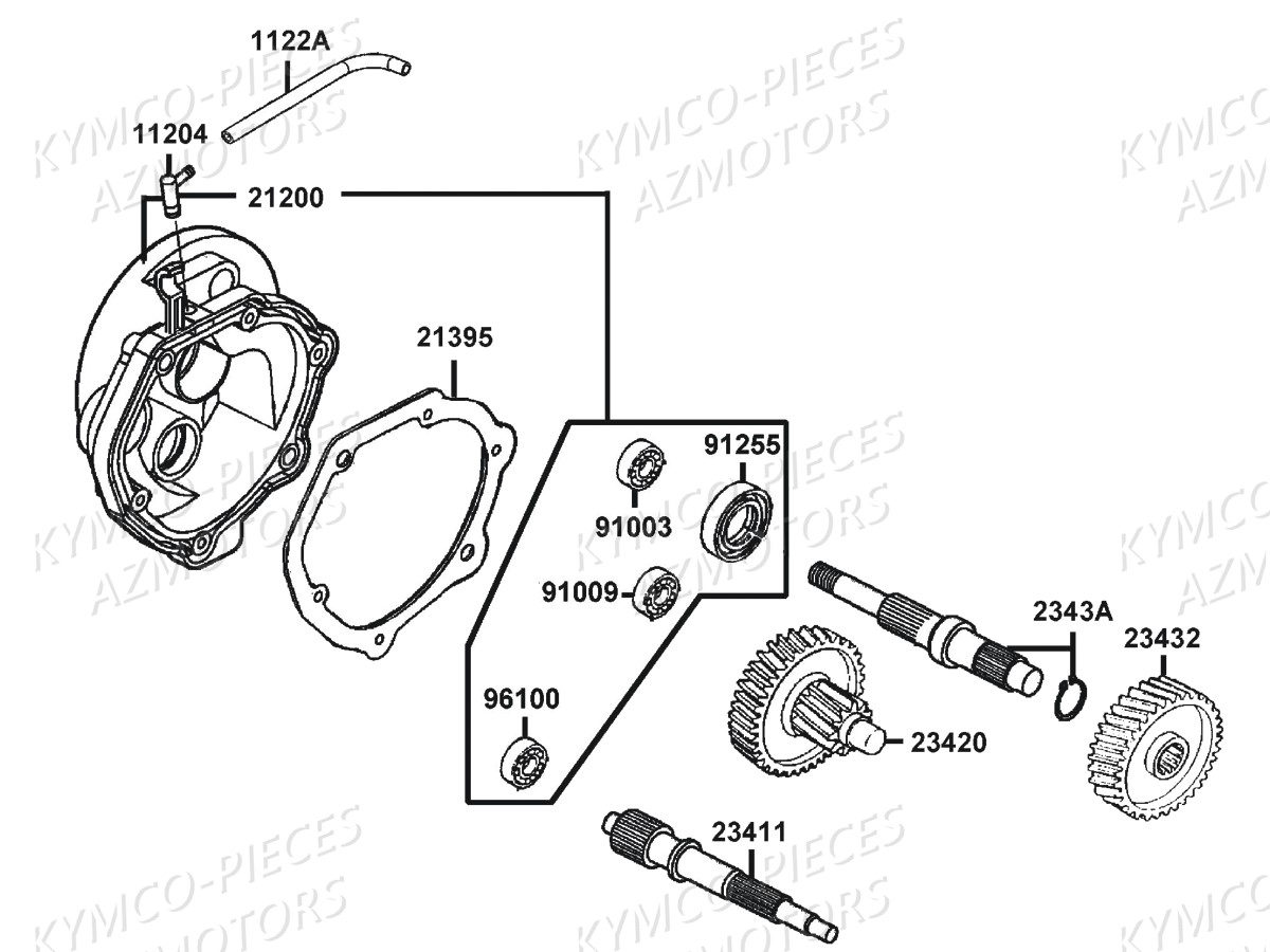 Transmission KYMCO Pièces AGILITY CARRY 125I CBS E4 (KN25MB)