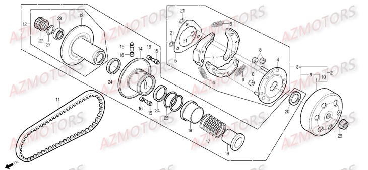 Embrayage DAELIM Pièces Scooter DAELIM B-BONE 125cc
