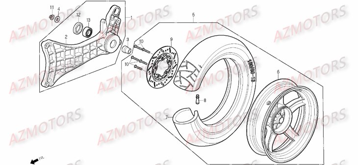 Roue Arriere DAELIM Pièces Scooter DAELIM B-BONE 125cc
