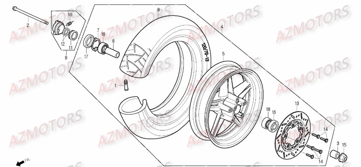 Roue Avant DAELIM Pièces Scooter DAELIM B-BONE 125cc
