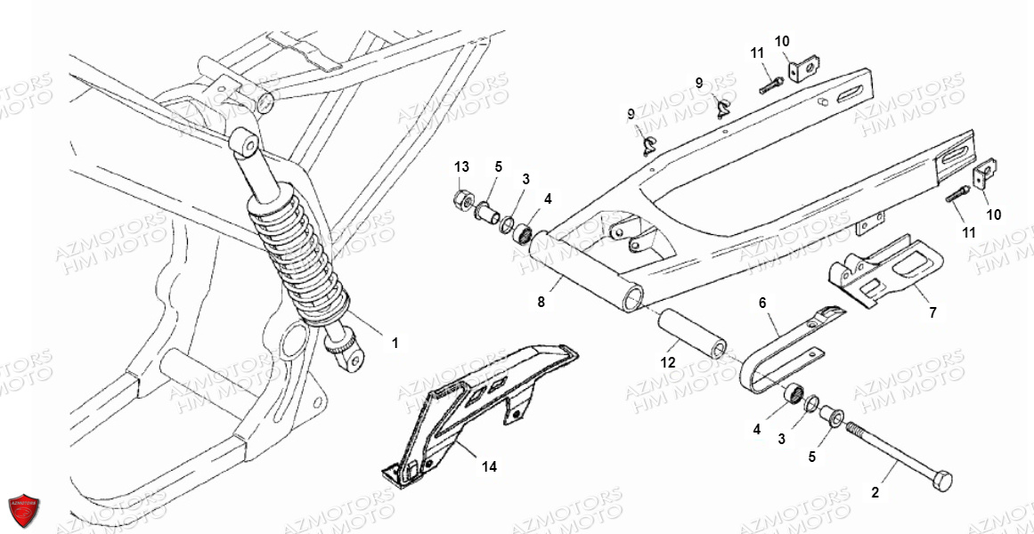 Bras Oscillant VENT PIECES HM 50 BAJA & 50 DERAPAPAGE (STANDARD CADRE ACIER)(2012)