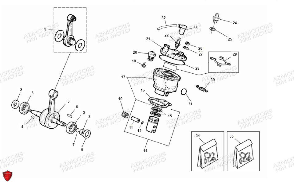 Culasse Vilebrequin VENT PIECES HM 50 BAJA & 50 DERAPAPAGE (STANDARD CADRE ACIER)(2012)