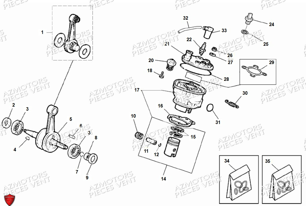 Arbre Moteur Cylindre VENT PIECES HM 50 BAJA & 50 DERAPAPAGE RR (2010-2011)