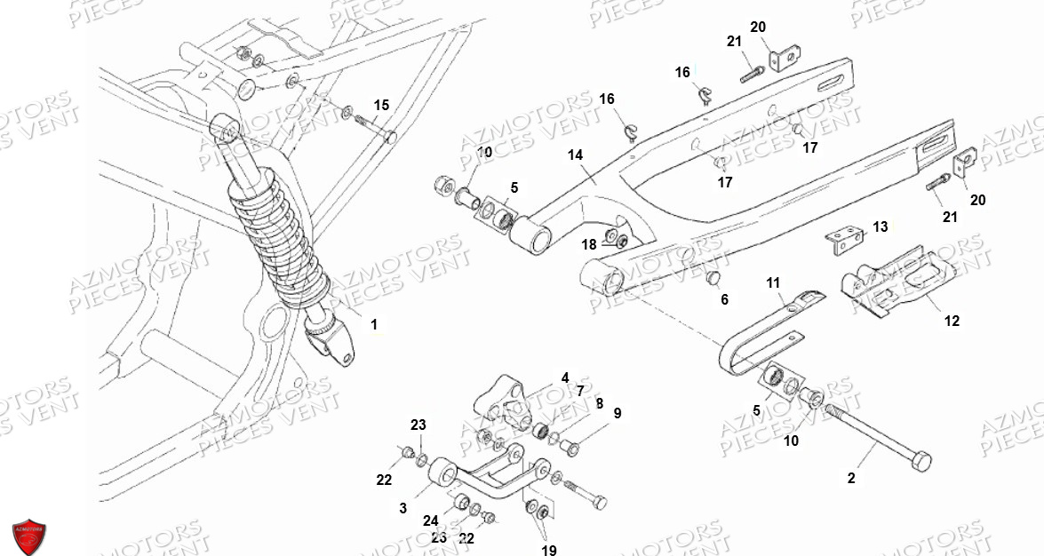 Bras Oscillant VENT PIECES HM 50 BAJA & 50 DERAPAPAGE RR (2010-2011)