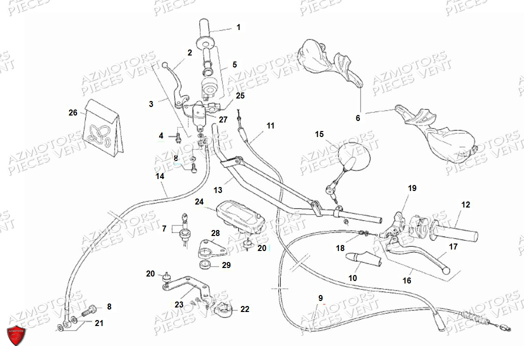 Guidon Retroviseurs Commandes VENT PIECES HM 50 BAJA & 50 DERAPAPAGE RR (2010-2011)