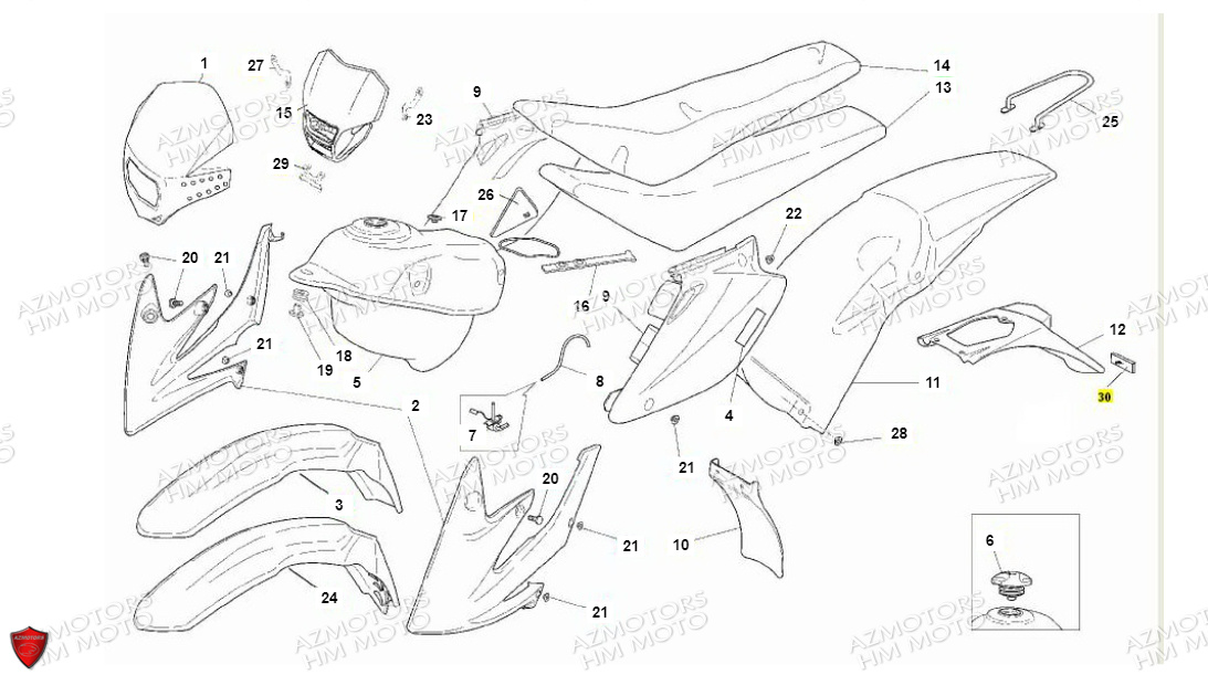 Carenages VENT PIECES HM 50 BAJA RR & DERAPAGE 50 RR (2012)