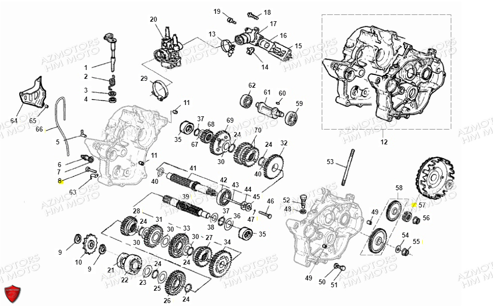 Carters Moteur Boite A Vitesses VENT PIECES HM 50 BAJA RR & DERAPAGE 50 RR (2012)