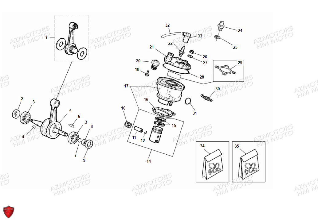 CYLINDRE-VILEBREQUIN VENT PIECES HM MOTO 50 BAJA RR ET DERAPAGE 50 RR (2012)
Cadre ALU, fourche Paîoli inversée de 41 mm