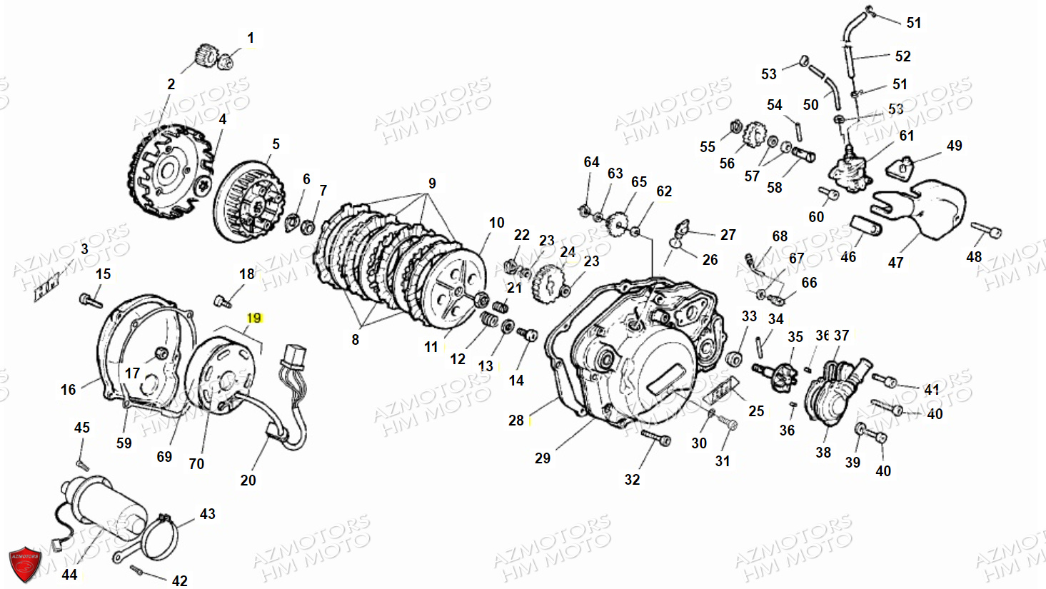 EMBRAYAGE STATOR DEMARREUR VENT BAJA DERAPAGE 50 RR 12