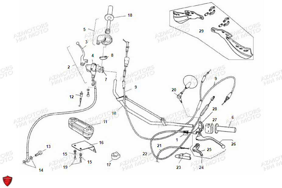 GUIDON_CABLES_POIGNEES VENT PIECES HM MOTO 50 BAJA RR ET DERAPAGE 50 RR (2012)
Cadre ALU, fourche Paîoli inversée de 41 mm