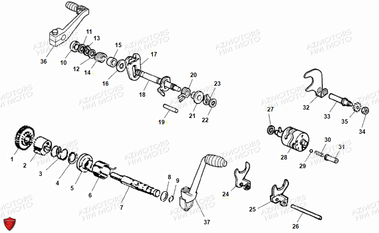 Selecteur De Vitesses Kick Starter VENT PIECES HM 50 BAJA RR & DERAPAGE 50 RR (2012)