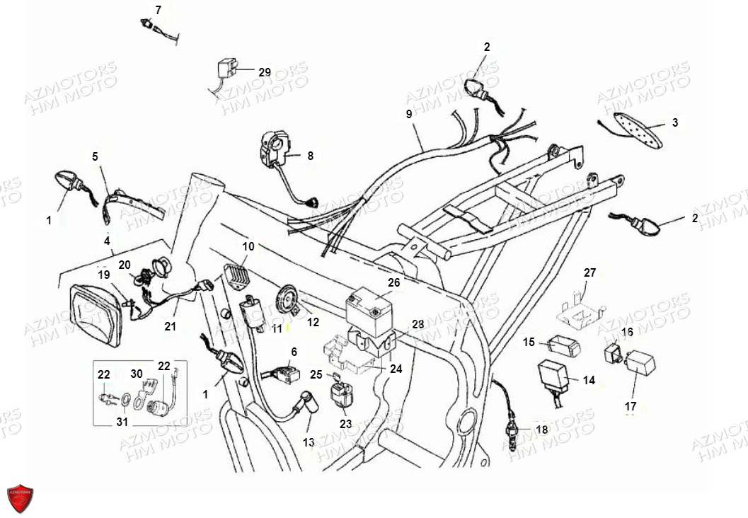 SYSTEME_ELECTRIQUE VENT PIECES HM MOTO 50 BAJA RR ET DERAPAGE 50 RR (2012)
Cadre ALU, fourche Paîoli inversée de 41 mm