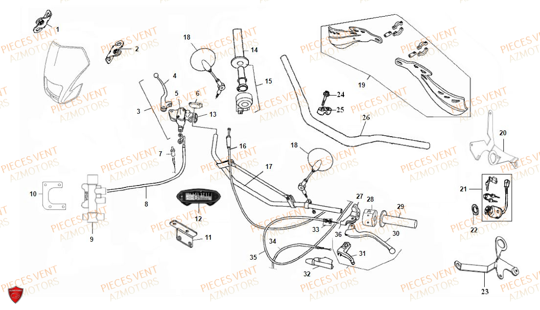 GUIDON VENT Pièces MOTO Vent BAJA 125 4T 2018 (STANDARD)