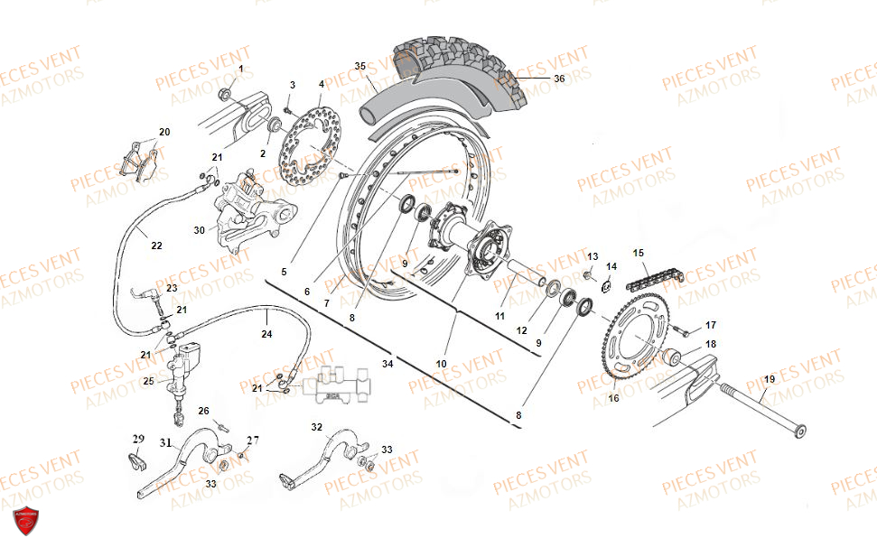 Roue Arriere VENT Pièces VENT BAJA 125 4T 2018 (STANDARD)
