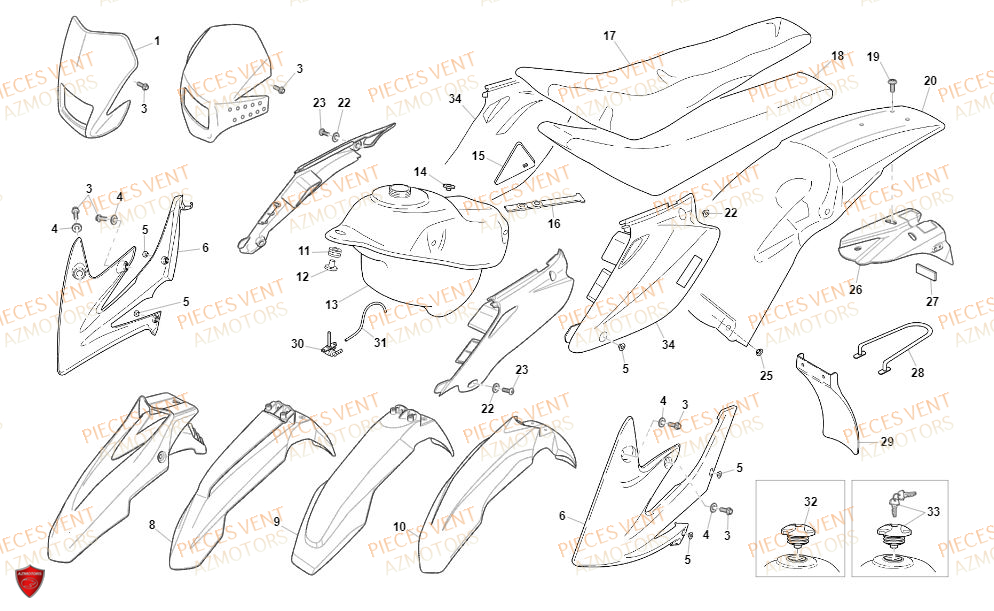 Carrosserie VENT Pièces VENT BAJA 125 4T 2019 (STANDARD)