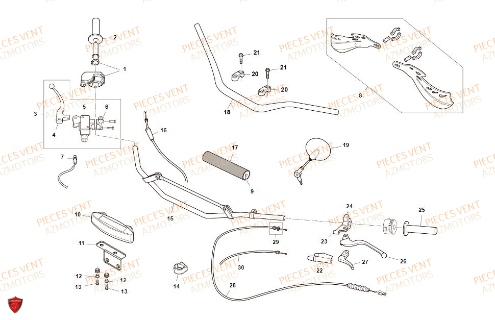 GUIDON VENT Pièces MOTO Vent BAJA 125 4T 2019 (STANDARD)