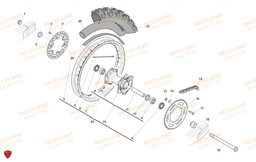 Roue Arriere VENT Pièces VENT BAJA 125 4T 2019 (STANDARD)