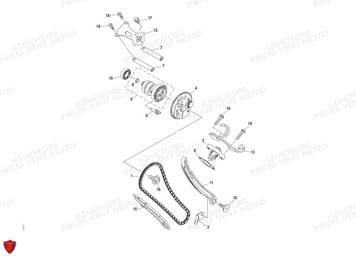 ARBRE_A_CAME-CHAINE_DE_DISTRIBUTION VENT Pièces MOTO Vent BAJA ENDURO 125cc EURO 5 - 2022