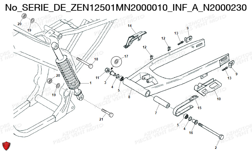 Bras Oscillant No Serie De Zen12501mn2000010 Inf A N2000230 VENT Pièces VENT BAJA 125 4T EURO 5 2022 (STANDARD)