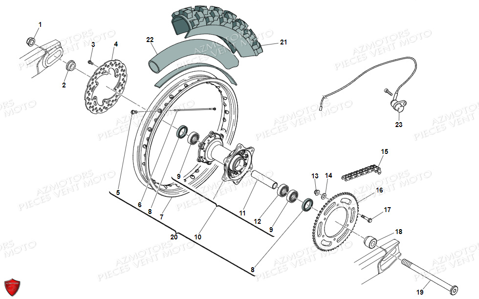 Roue Arriere VENT Pièces VENT BAJA 125 4T EURO 5 2022 (STANDARD)