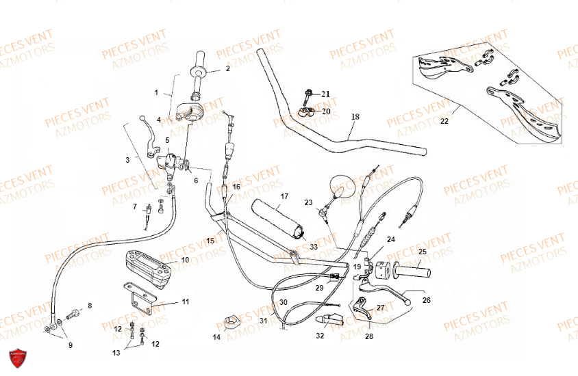 Guidon VENT Pièces Vent Enduro BAJA 50cc - 2018