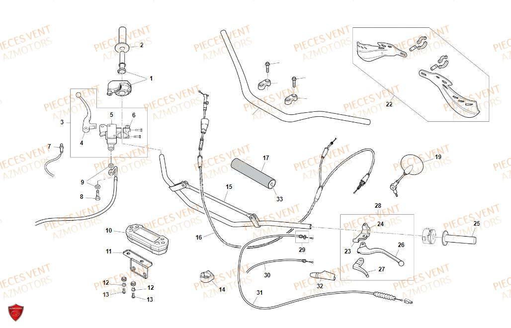 Guidon VENT Pièces Vent Enduro BAJA 50cc - 2019