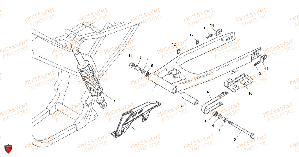 Bras Oscillant VENT Pièces Vent Enduro BAJA 50cc - 2020