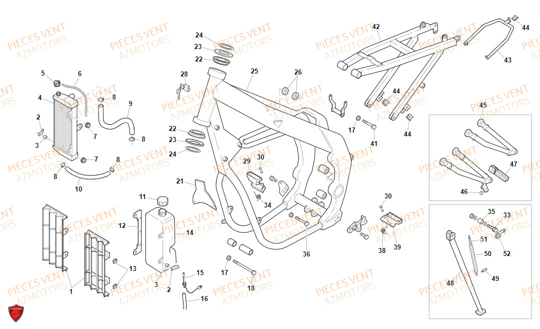 Chassis VENT Pièces Vent Enduro BAJA 50cc - 2020