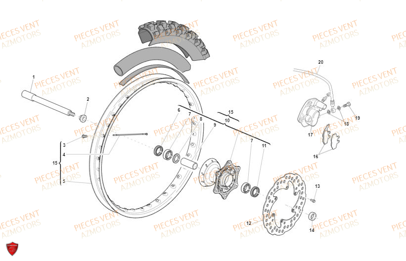 Roue Avant VENT Pièces Vent Enduro BAJA 50cc - 2020