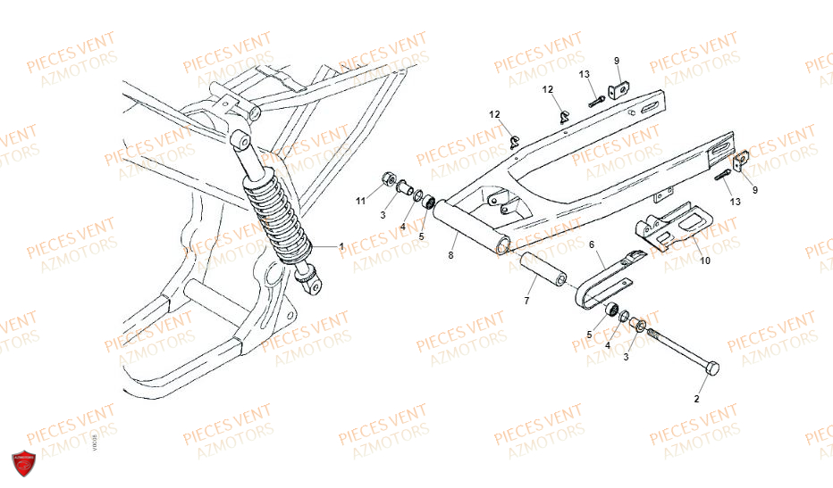 Bras Oscillant VENT Pièces Vent Enduro BAJA 50cc - 2021-2022-2023