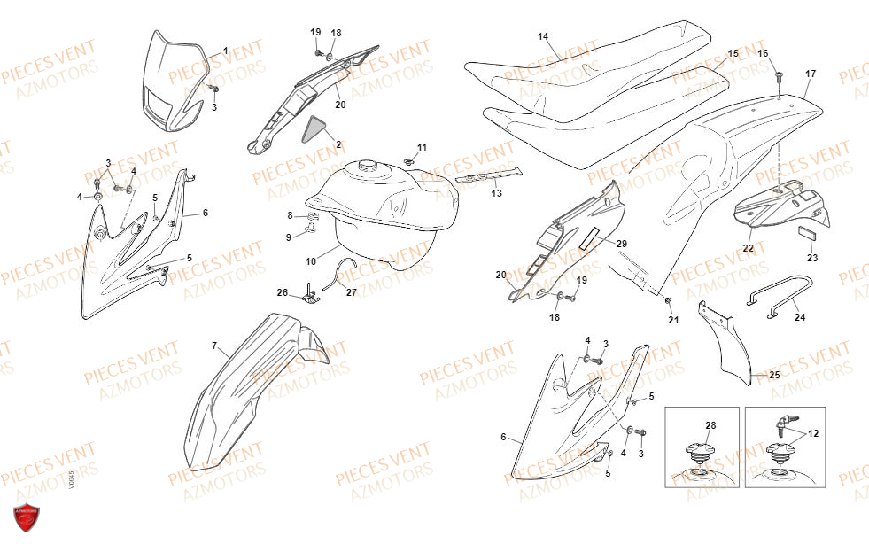 Carrosserie VENT Pièces Vent Enduro BAJA 50cc - 2021-2022-2023