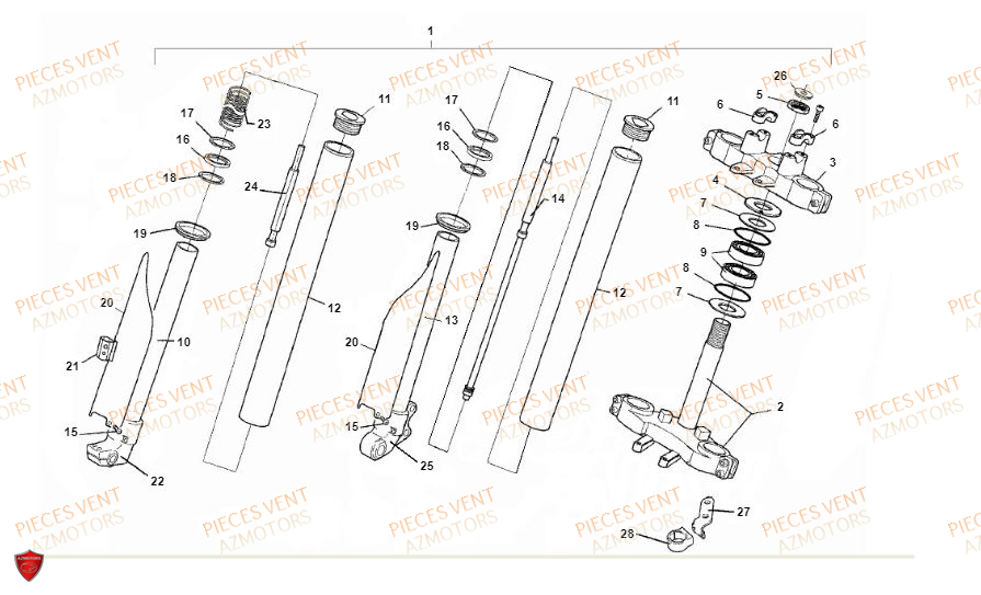 Fourche VENT Pièces Vent Enduro BAJA 50cc - 2021-2022-2023