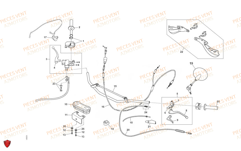 Guidon VENT Pièces Vent Enduro BAJA 50cc - 2021-2022-2023