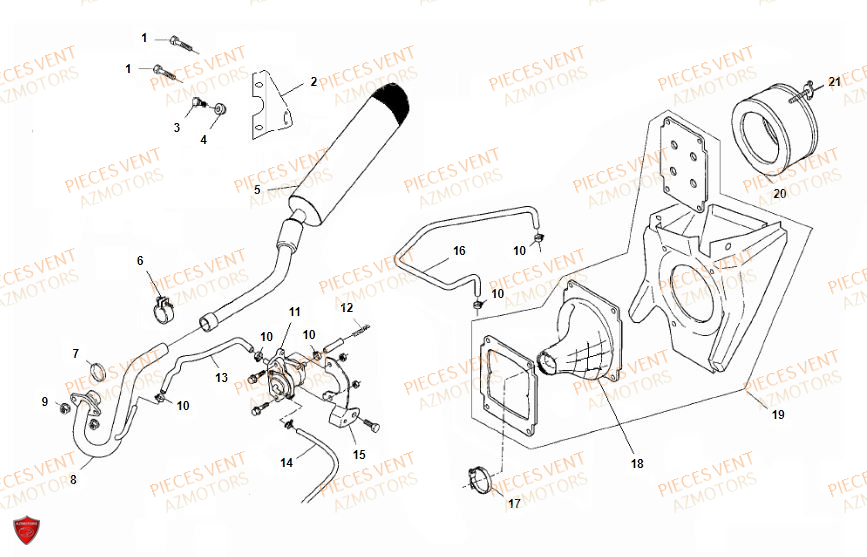 Echappement VENT Pièces VENT BAJA RR 125 4T 2018 (ALUMINIUM)