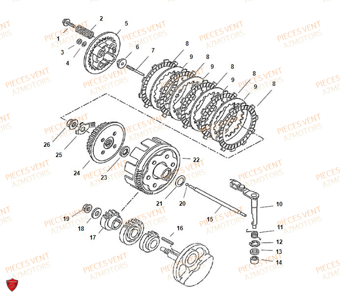 Embrayage VENT Pièces VENT BAJA RR 125 4T 2018 (ALUMINIUM)