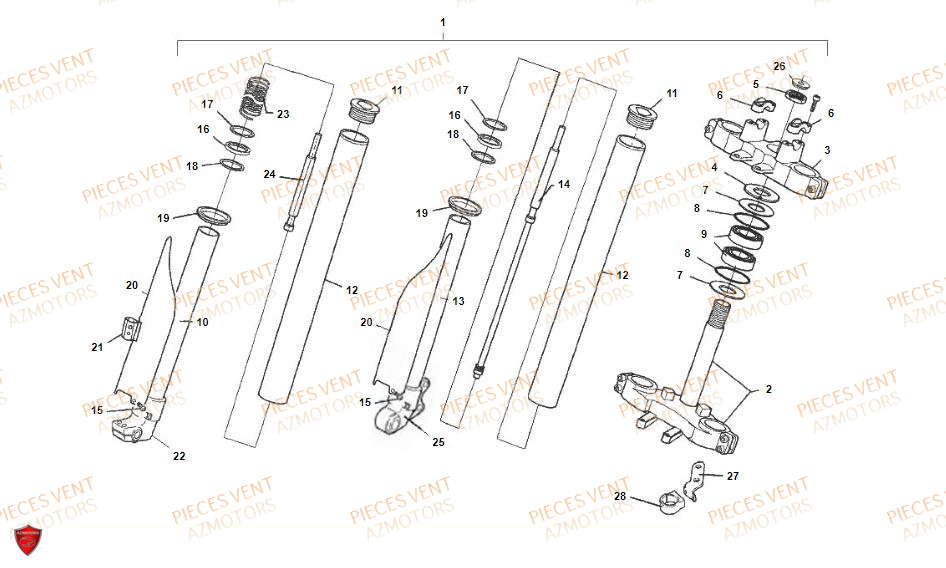 Fourche VENT Pièces VENT BAJA RR 125 4T 2018 (ALUMINIUM)