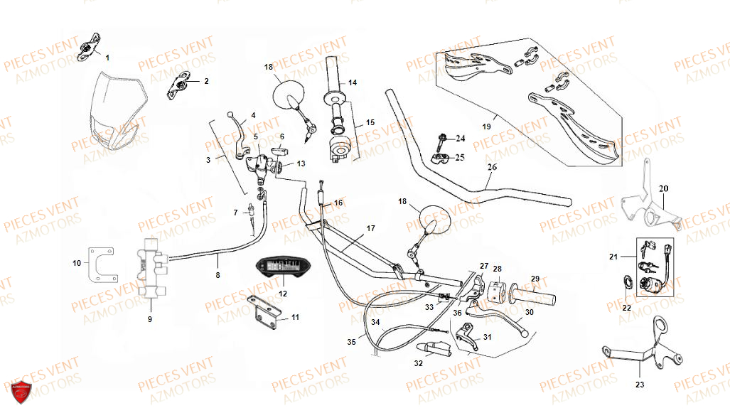 Guidon VENT Pièces VENT BAJA RR 125 4T 2018 (ALUMINIUM)