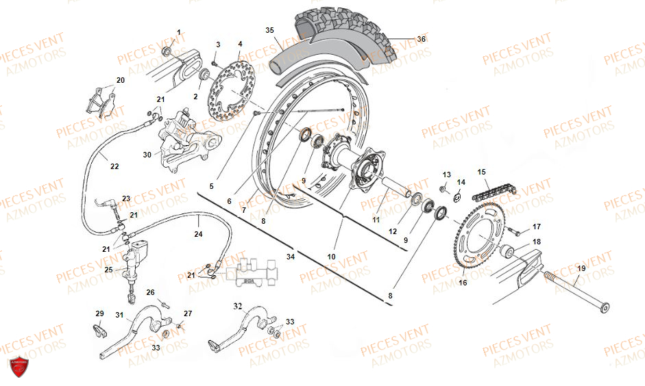 Roue Arriere VENT Pièces VENT BAJA RR 125 4T 2018 (ALUMINIUM)