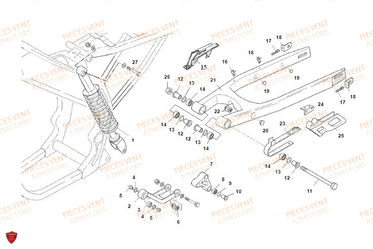 Bras Oscillant VENT Pièces VENT BAJA RR 125 4T 2019 (ALUMINIUM)