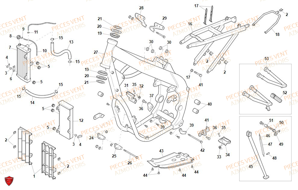 CHASSIS VENT Pièces MOTO Vent BAJA RR 125 4T 2019 (ALUMINIUM)