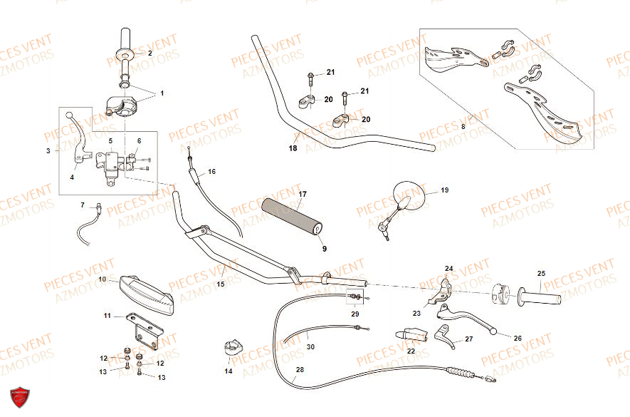 GUIDON VENT Pièces MOTO Vent BAJA RR 125 4T 2019 (ALUMINIUM)