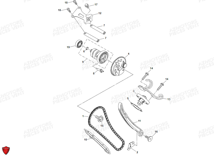 Arbre A Came Chaine De Distribution VENT Pièces VENT BAJA RR 125 4T EURO5 2022 (ALUMINIUM)