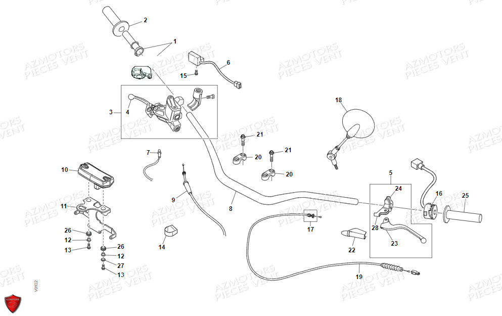Commandes Guidon Retroviseurs VENT Pièces VENT BAJA RR 125 4T EURO5 2022 (ALUMINIUM)