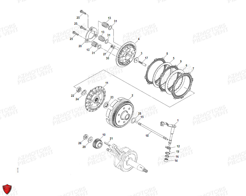 Embrayage VENT Pièces VENT BAJA RR 125 4T EURO5 2022 (ALUMINIUM)