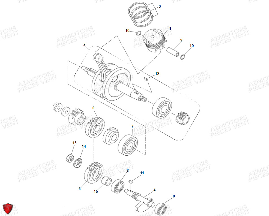 Piston Vilebrequin VENT Pièces VENT BAJA RR 125 4T EURO5 2022 (ALUMINIUM)