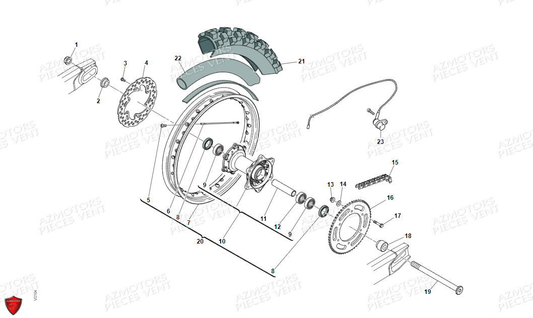 Roue Arriere VENT Pièces VENT BAJA RR 125 4T EURO5 2022 (ALUMINIUM)