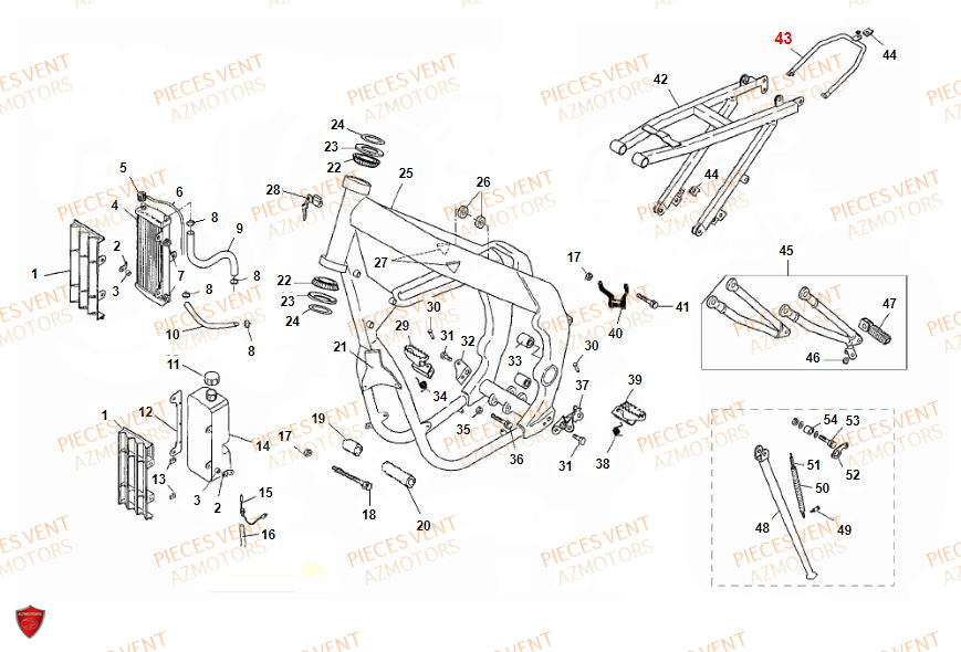 Chassis VENT Pièces Vent Enduro BAJA RR 50cc - 2018 (VERSION FOURCHE ALUMINIUM)