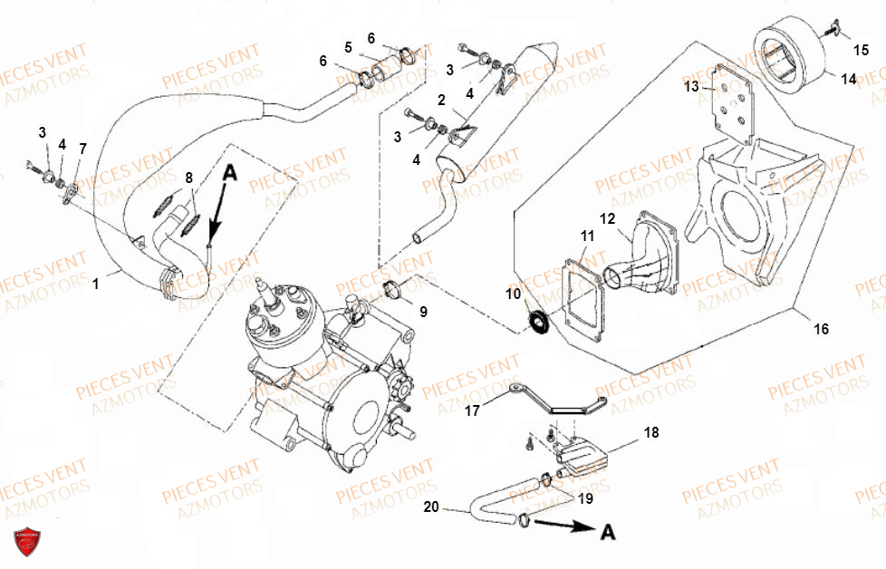 Echappement VENT Pièces Vent Enduro BAJA RR 50cc - 2018 (VERSION FOURCHE ALUMINIUM)