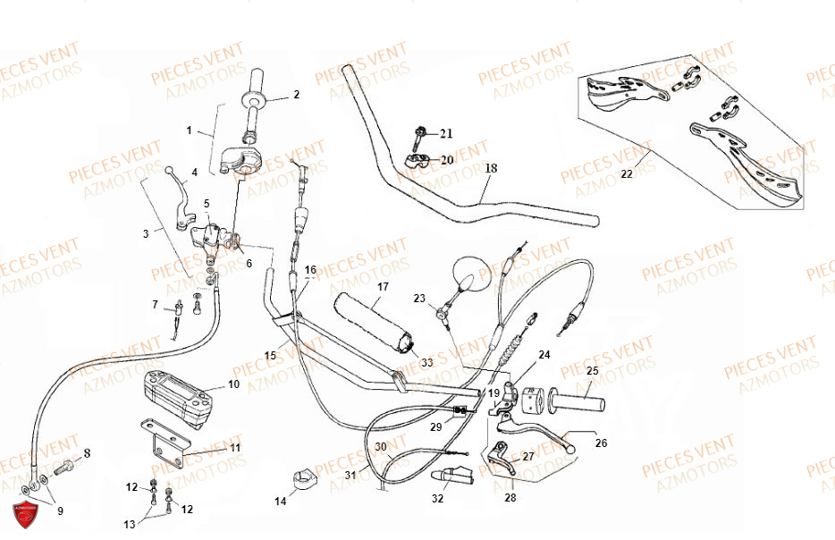 Guidon VENT Pièces Vent Enduro BAJA RR 50cc - 2018 (VERSION FOURCHE ALUMINIUM)
